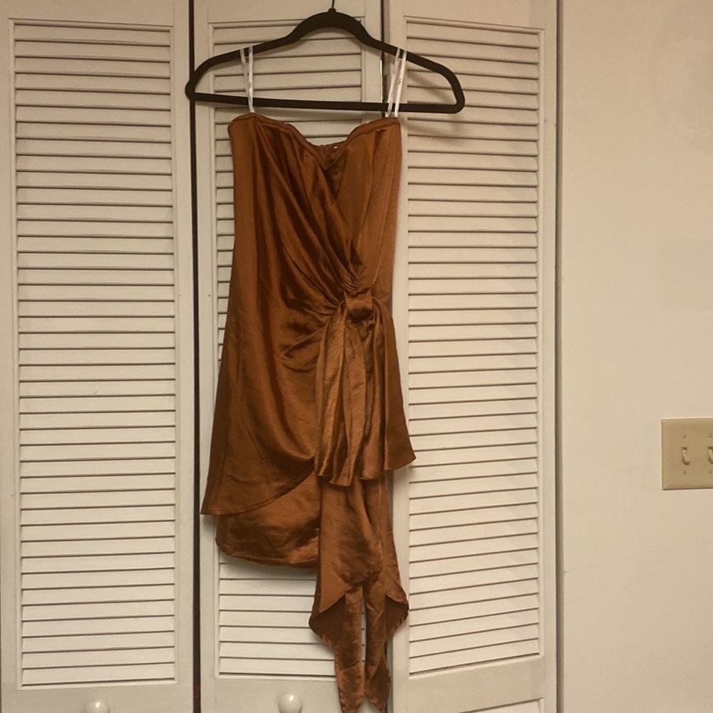 Lulu's Strapless Rust Dress - Picture 2 of 3